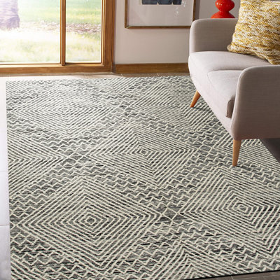 Geometric Handmade Kilim Wool Black Area Rug