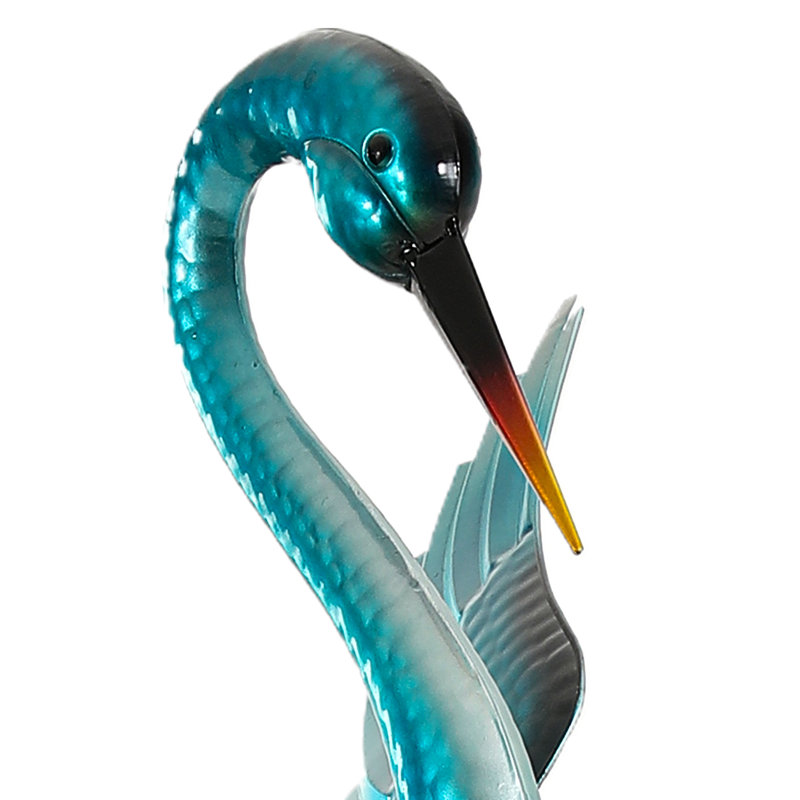 Statue de jardin en héron bleu 47,5 "avec piquets de sol, bleu turquoise brillant (ensemble de 2)