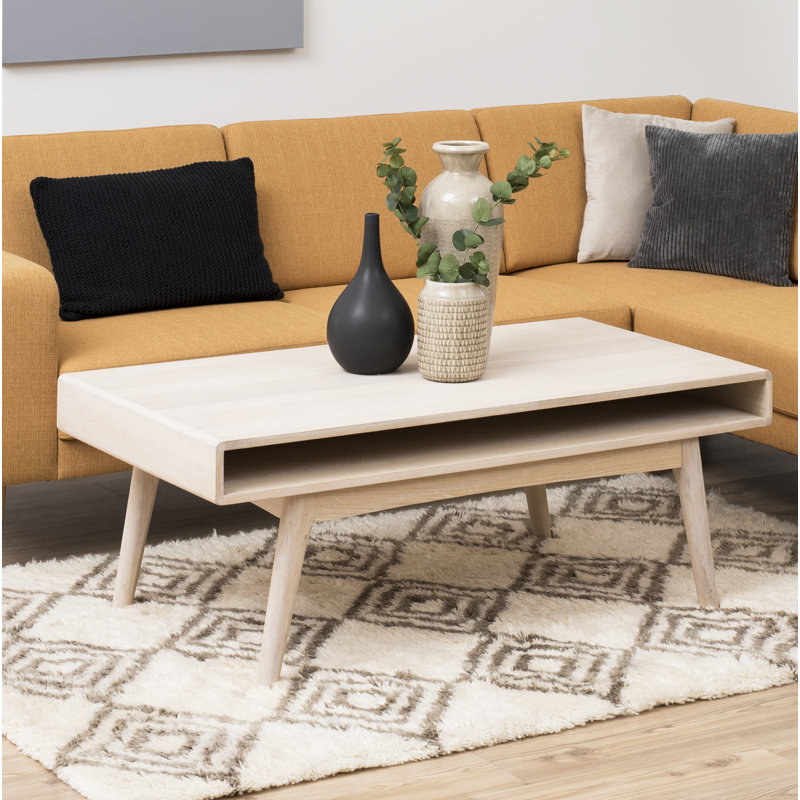 Dicarlo Four Leg Coffee Table with Storage, Braun