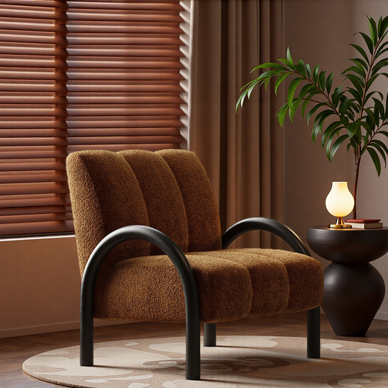 Chaise de loisir simple style Mid-Century., Marron foncé