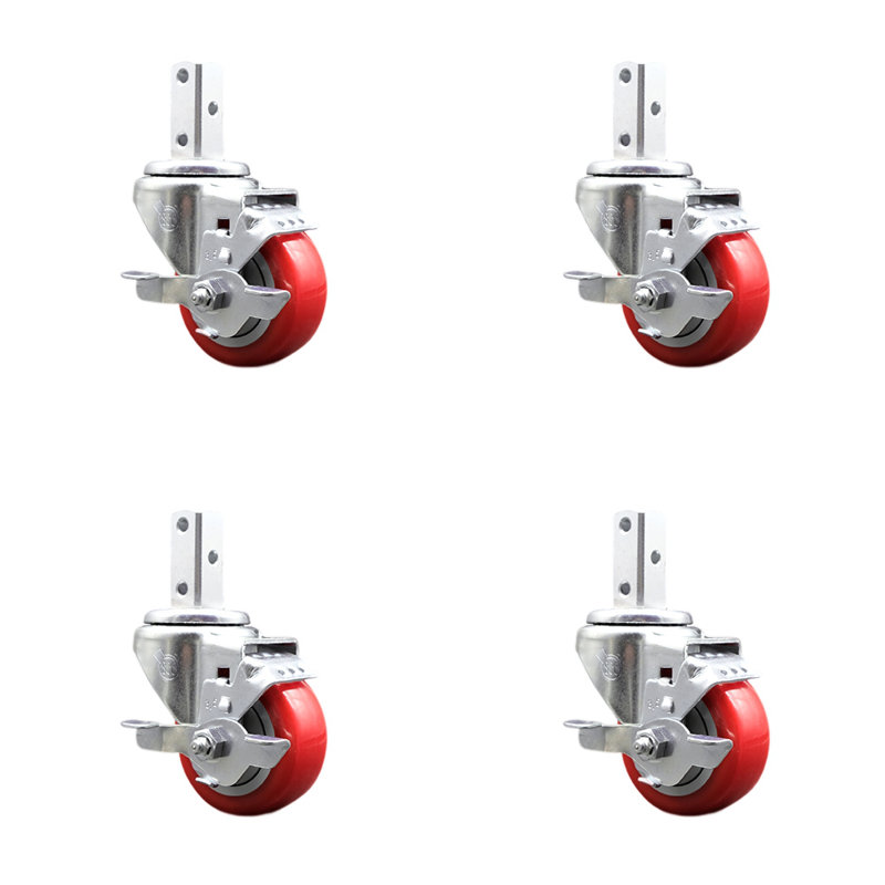 Roulettes en polyuréthane, Rouge