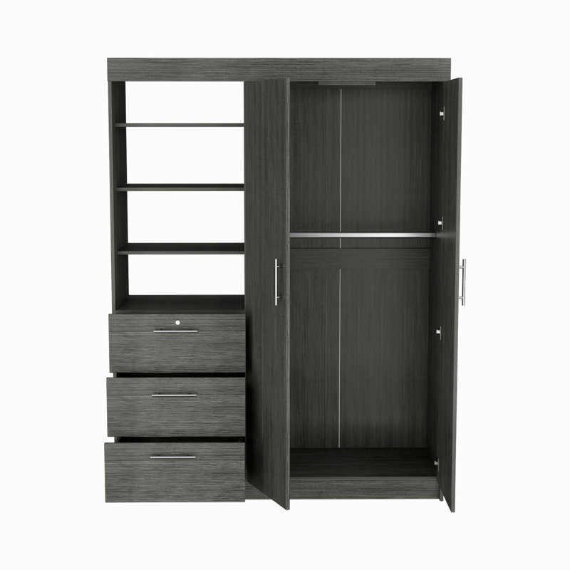 Armoire 3 tiroirs, porte double, tablette à 3 niveaux