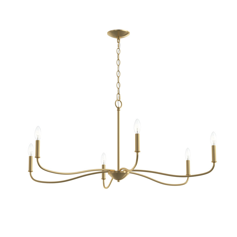 Ilia 6-Light Brushed Gold Extra Large Chandelier, Brushed Gold, 18.25" H x 42.25" W x 42.25" D
