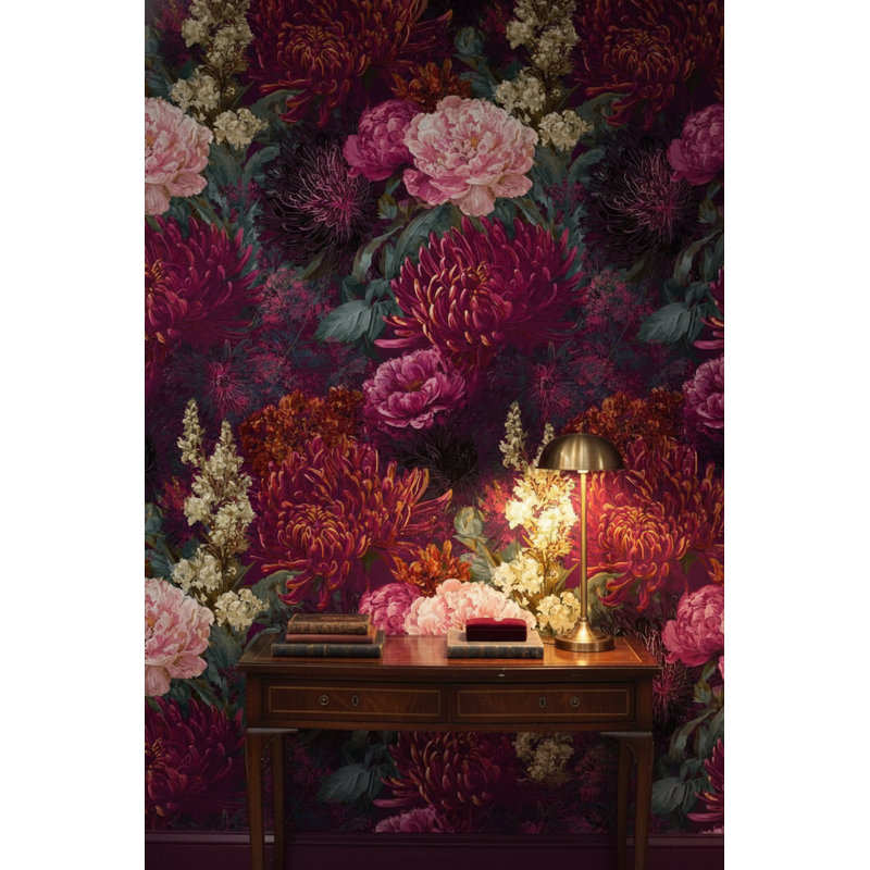 Papier peint floral rétro Bohème