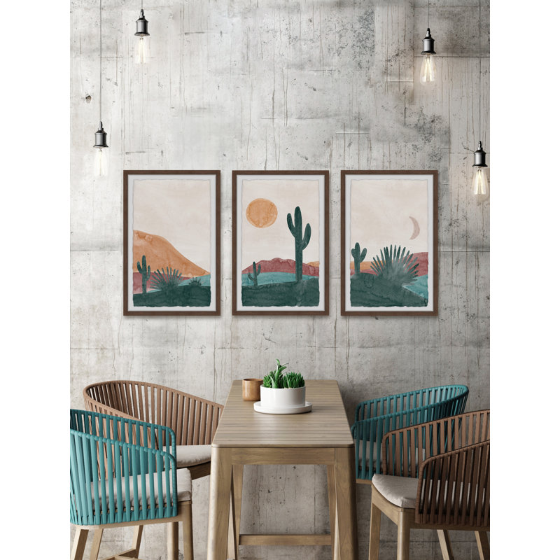 A Desert Oasis - 3 Piece Single Picture Frame Painting, 45cm H x 38cm W x 3.81cm D