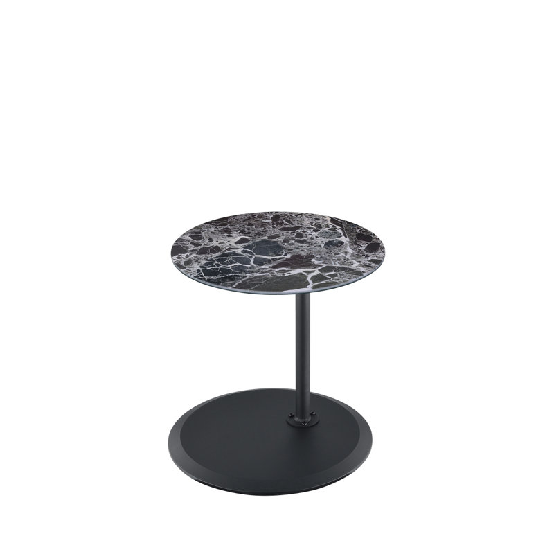 Table de bout Orbit 15,5 po avec plateau en marbre texturé à hauteur ajustable, Noir