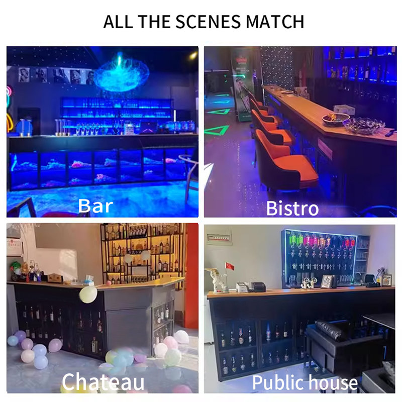 Bar Counter with Wine Storage & Cabinet, Reception Bar Table for Home & Commercial Use, Light Brown