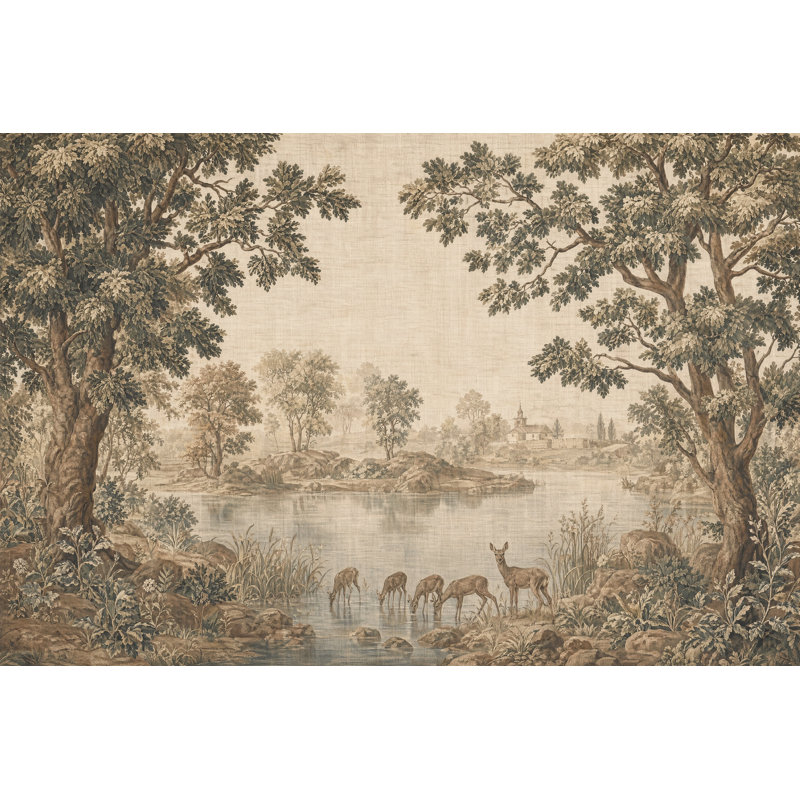 Papier peint paysage pastoral Toile, 160 po x 108 po, Texturé non collé
