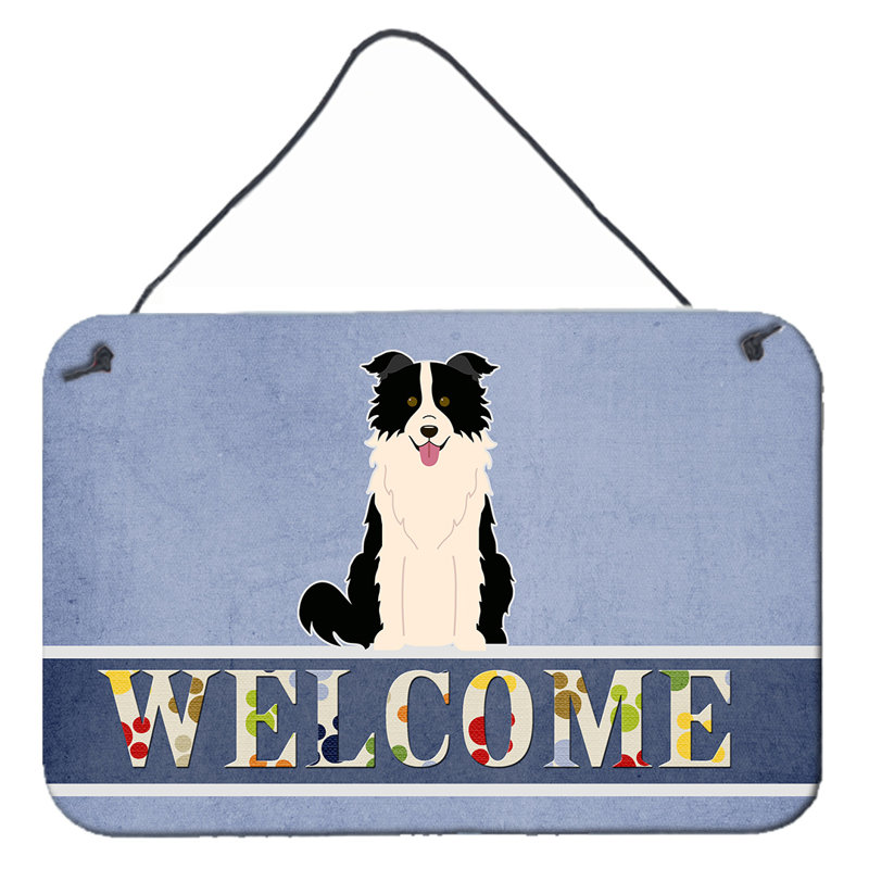 Décoration murale « welcome » dans tapis bikini summer, Vert citron, Chien, Border Collie