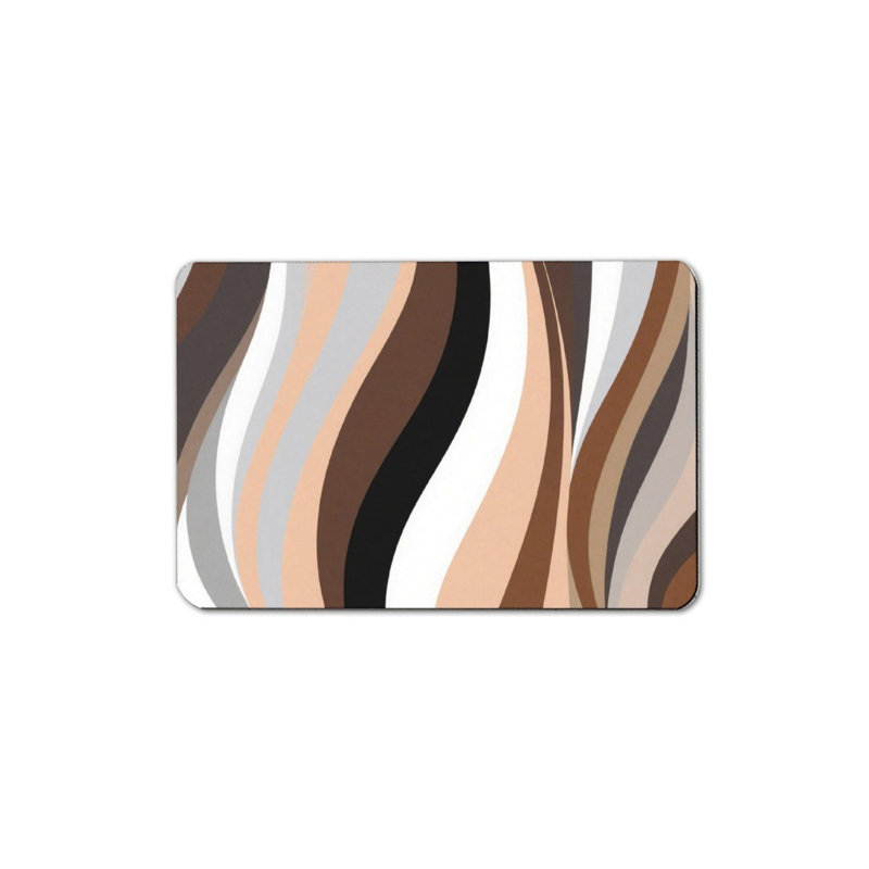 Curved Brown Tone Pattern, Bath Mat, 16 X 24 Inches