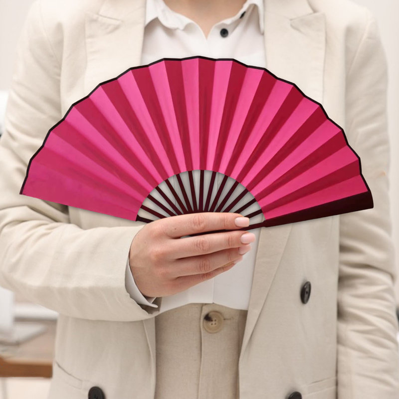 Ventilateur de mariage en dentelle pliable en forme de soie, Hot Pink