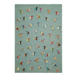 Rug & Kilim’S Suzani Kilim In Sky Blue With Polychromatic Bird Pictorials