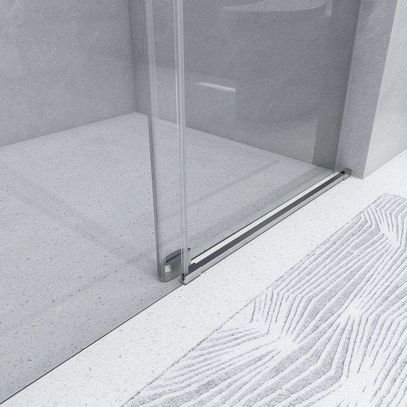 Porte de douche coulissante sans cadre 60 po x 76 po, Argent