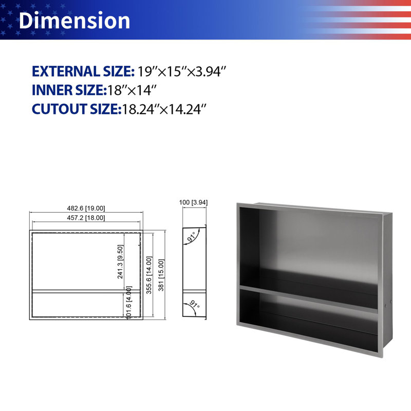 Niche murale en acier inoxydable
