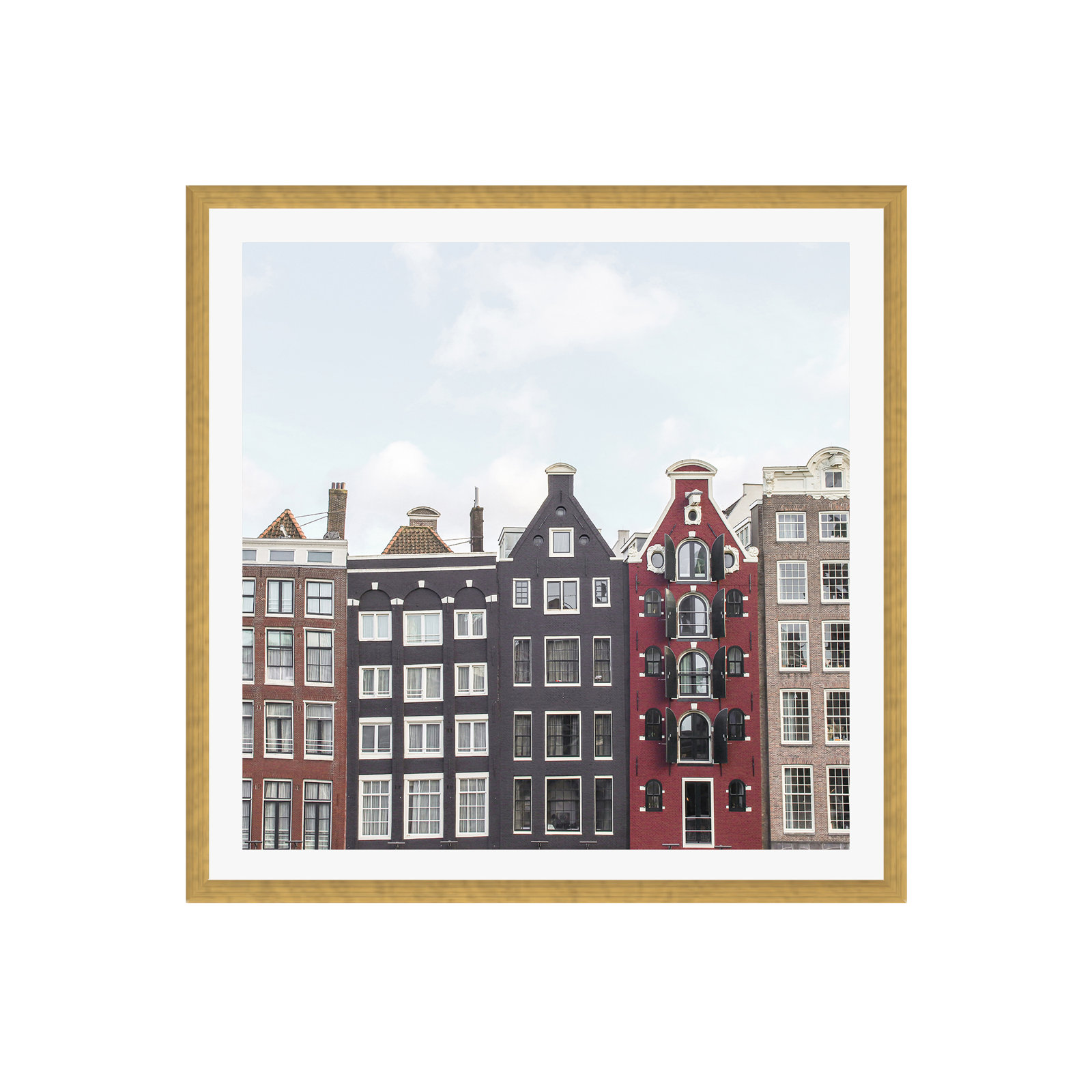 Typical Houses Of Amsterdam, Yes, 12" H x 12" W x 0.75" D, Gold Framed Paper