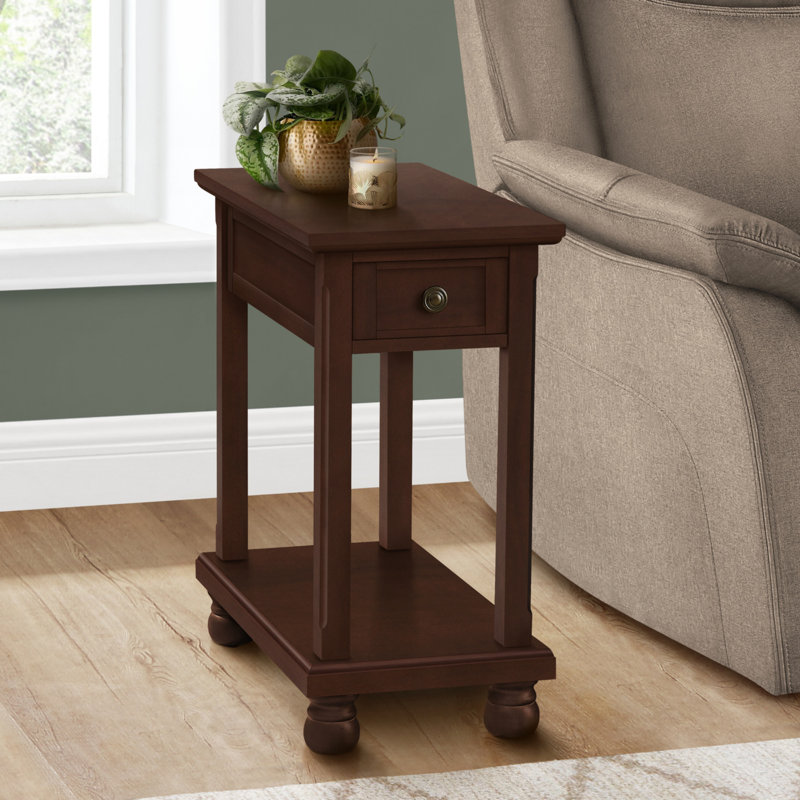 Table d'appoint, table d'appoint à 2 niveaux, table de bout, étroite, table de chevet, chambre à coucher, lampe, tiroir de rangement