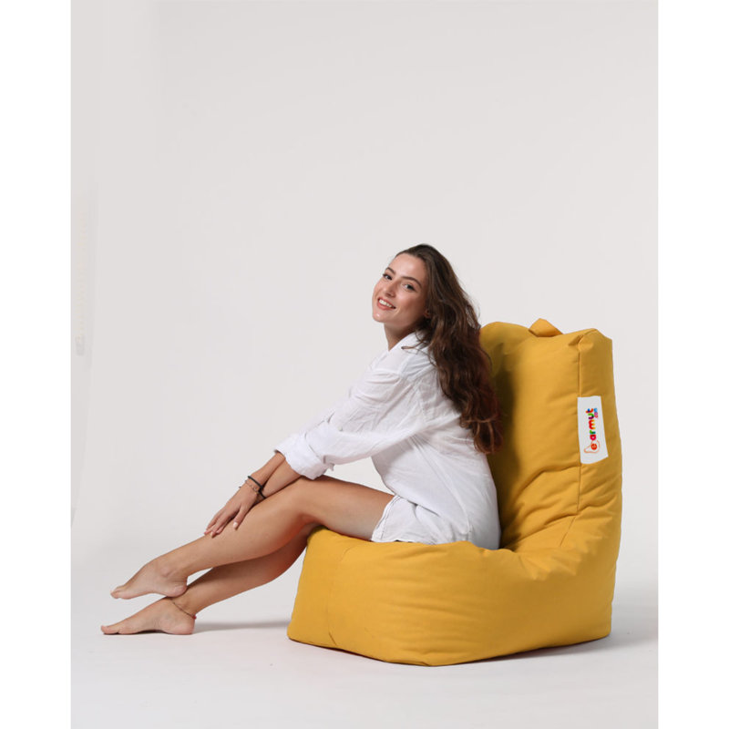 Polyester Outdoor Friendly Bean Bag Sofa, Yellow 100% Polyester