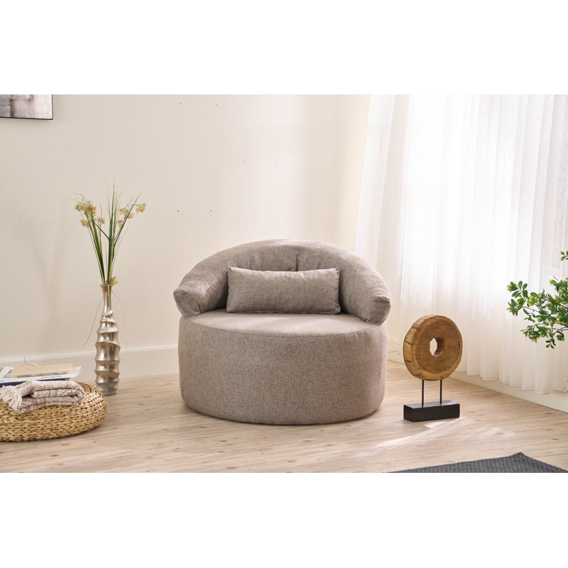 Élégant canapé à 1 place, tissu de texture de lin brun, 39,4 x 27,6 x 31,5 pouces | 100% polyester et mousse, mousse souple 30 pintes pour plus de confort | Aucune structure intérieure rigide, écologique, aucun assemblage requis | Parfait pour le salon, la chambre à coucher ou le bureau