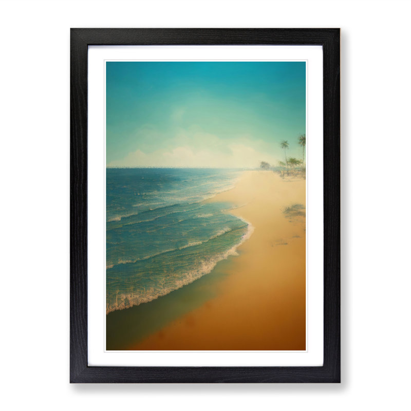 Beach At Sunrise - Single Picture Frame Print, 64cm H x 46cm W x 2cm D, Black Framed