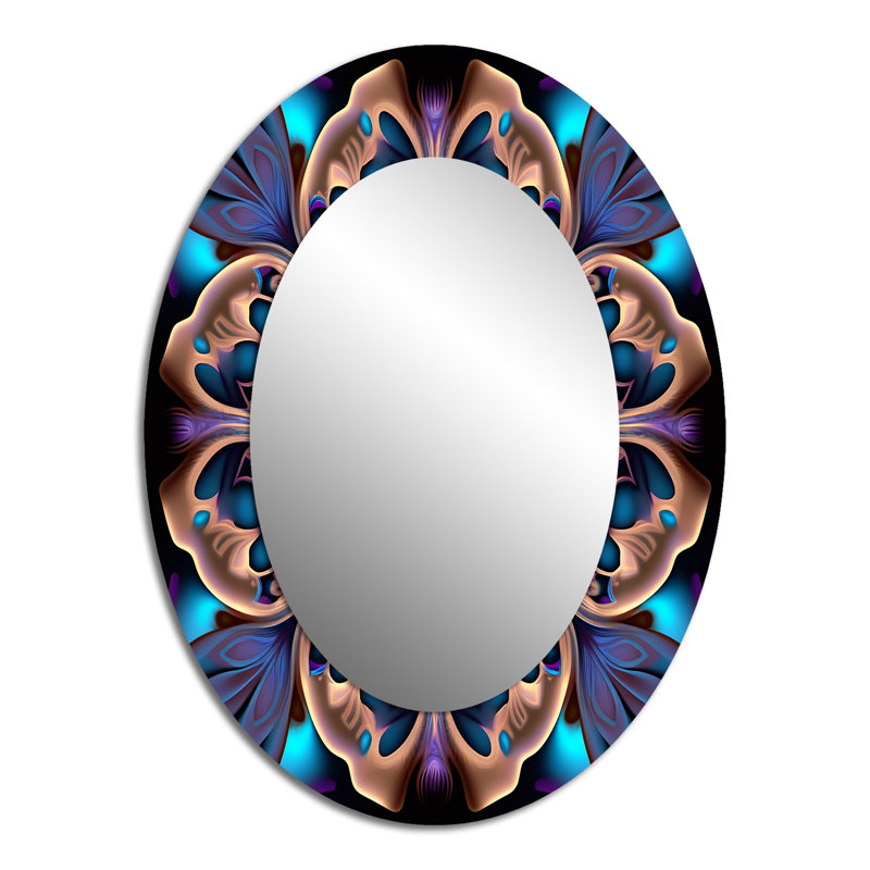 Celestial Mandala In Mysterious Purple & Blue III - Large Oval Wall Mirror On Metal, 40" x 30"