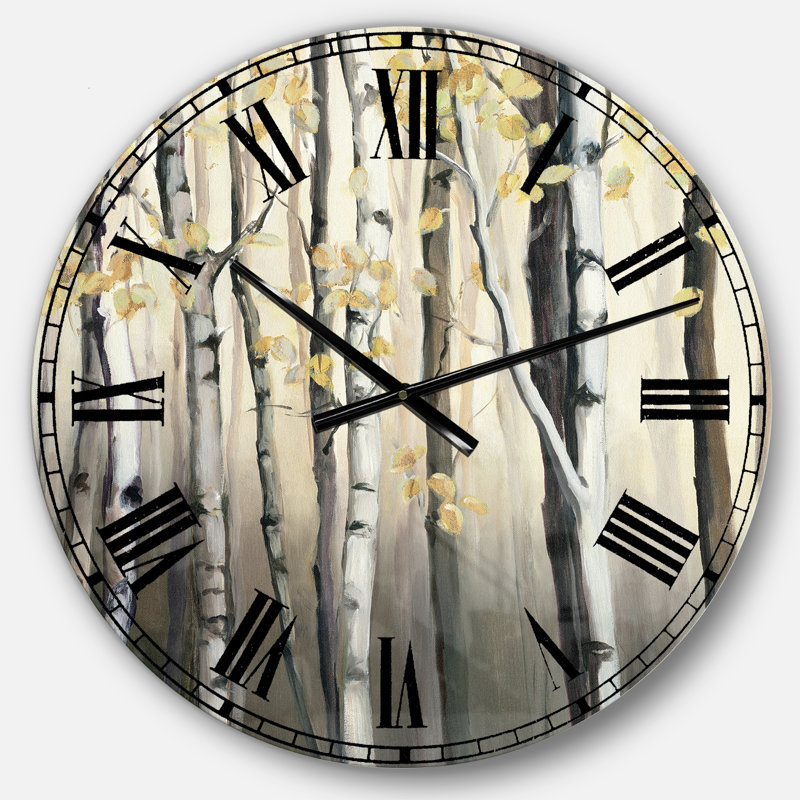 Golden Birch Forest IV - Horloge murale traditionnelle, Moyen