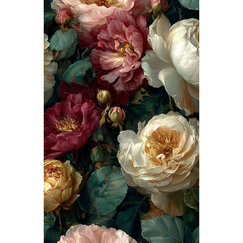 Papier peint floral, décoration murale classique rétro