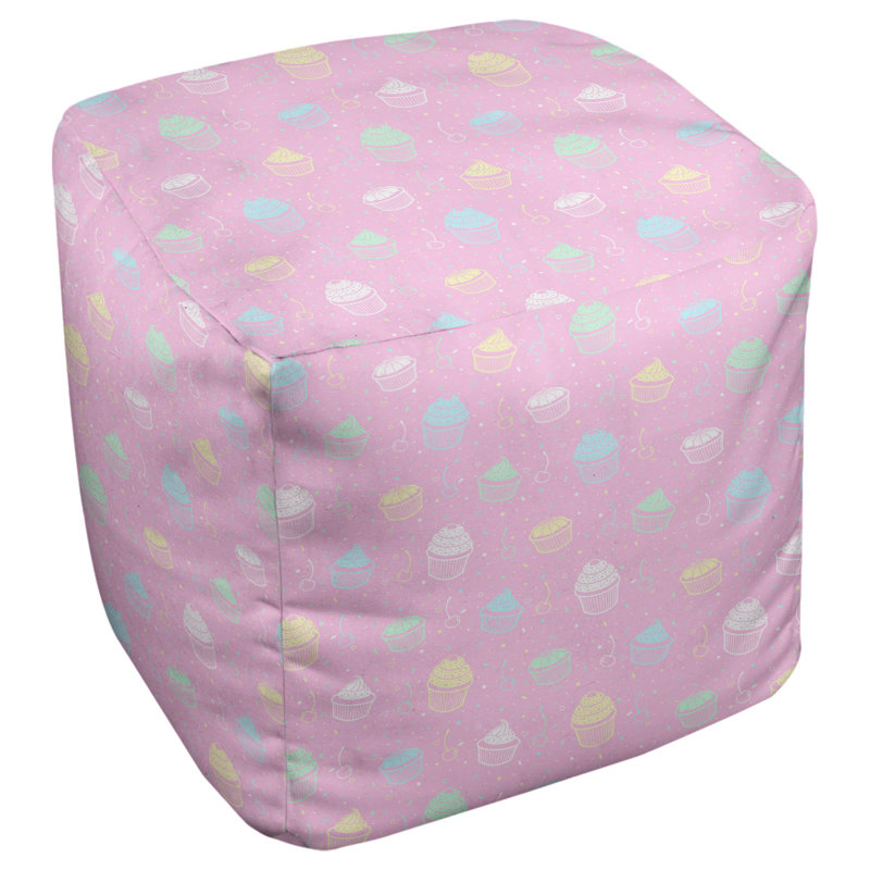 Repose-pieds à cubes petits gâteaux Avicia, H 14,5 po x L 87 po x P 13 po, Rose / jaune