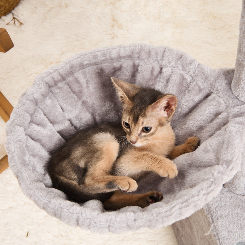 68.5" Light Gray Sisal Cat Tree with Condos and Hammocks