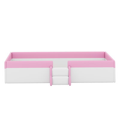 Upholstered Daybed Frame With Fence And Stairs