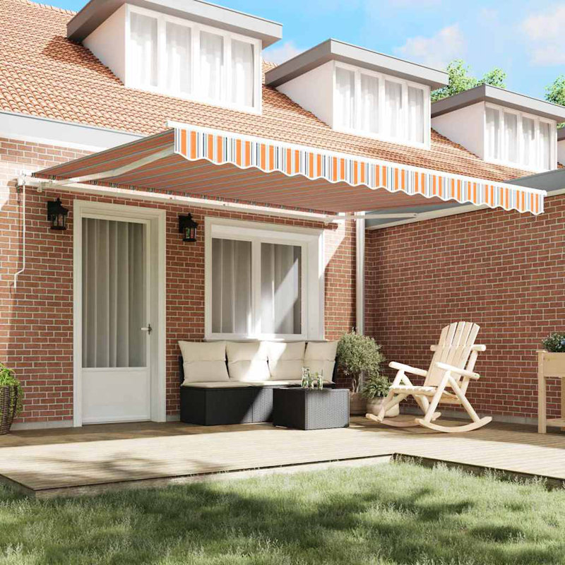 Corrigan Studio Retractable Door / Window Awning, 400 cm W x 300 cm D, Orange/Blue/White
