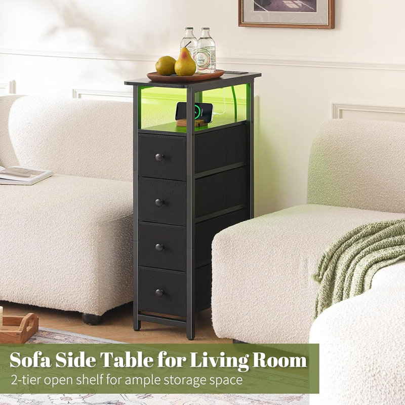 Commode étroite Yoobure pour chambre à coucher, commode mince à DEL avec ...