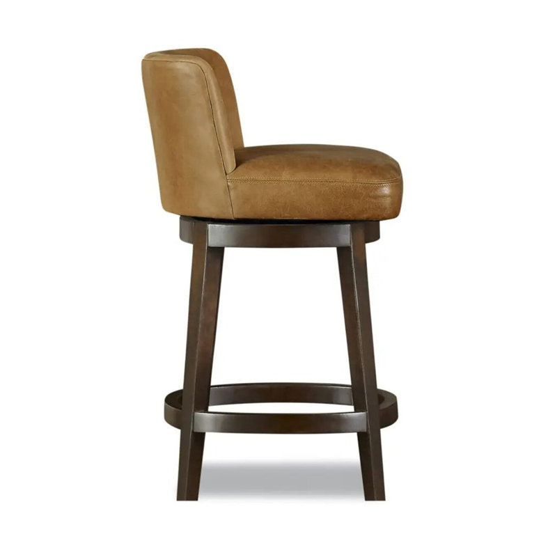 Upholstered Stool with Solid Wood Frame, Smokey