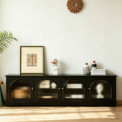 Vintage 4-Door Solid Wood TV Cabinet