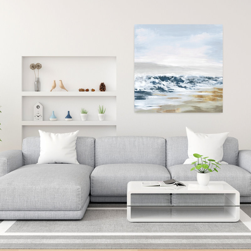 «Waves Crashing On A Tranquil Shore Coastal», art mural, H 36 po x l 36 po