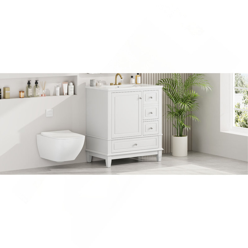Meuble-lavabo élégant avec lavabo offrant beaucoup de rangement et une fabrication durable pour une belle et fonctionnelle salle de bain.