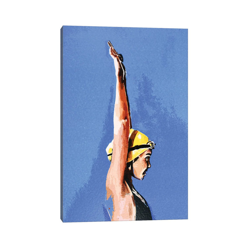 In Coming The Swimmer by EdsWatercolours - Wrapped Canvas Painting
