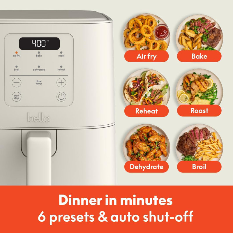 Bella Slim 6.0 QT Air Fryer, Oatmilk