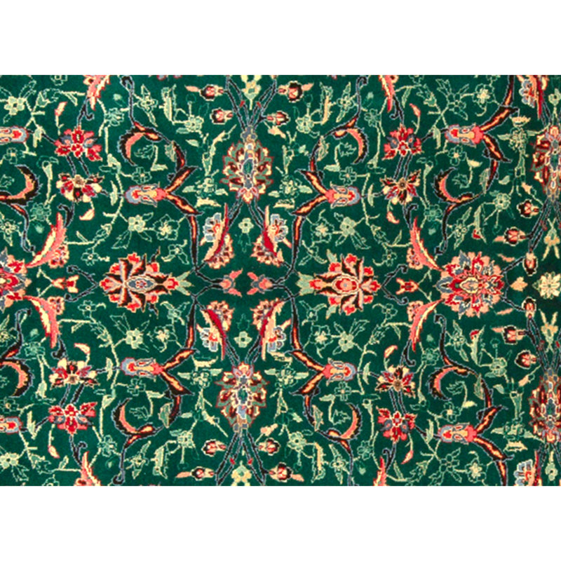 Tapis vert clair et rouille de haute qualité noué à la main