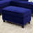 Ottoman Indigo Blue Velvet Accent Studding Trim Wooden Legs