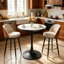 Round Marble Top Metal Base Dining Table-812122793