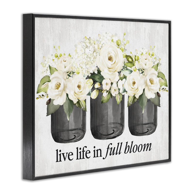 La vie en pleine floraison, estampe numérique encadrée avec lettrage et doublure, Giclée encadrée noir minuit