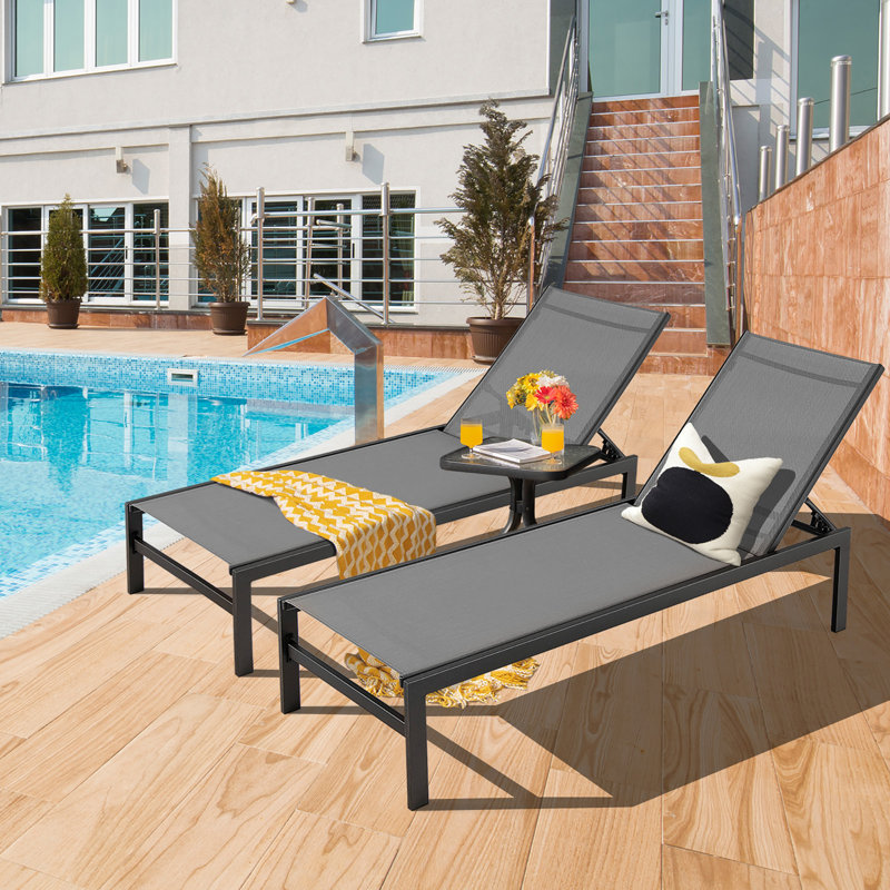78'' Long Reclining Chaise, Gray
