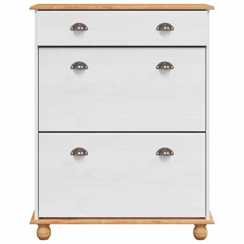 Shoe Cabinet Solid Pine Wood, White