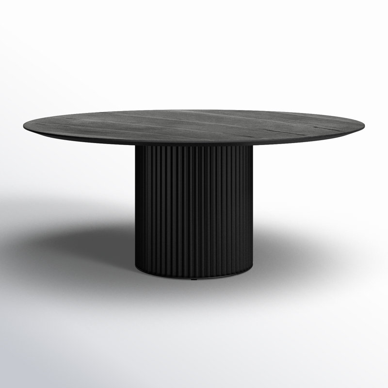 Ebano Round Pedestal Dining Table with Wood Grain Finish