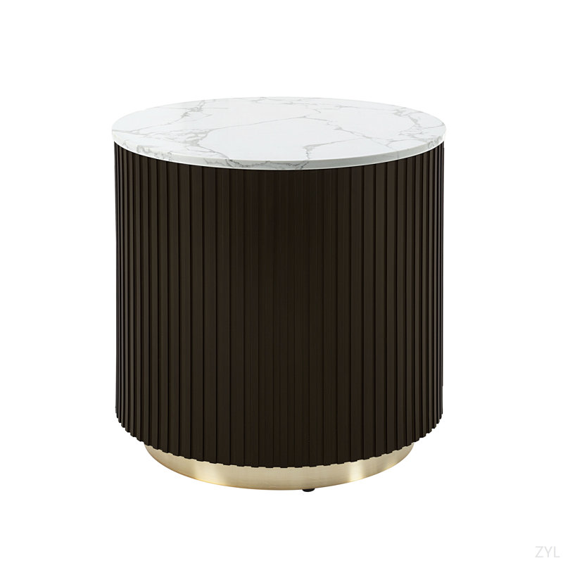 Manilla End Table With White Marble Top