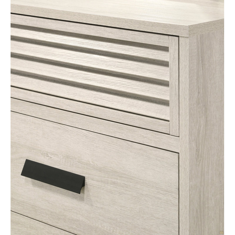 1Pc 2-Drawer Louvered Design Nightstand