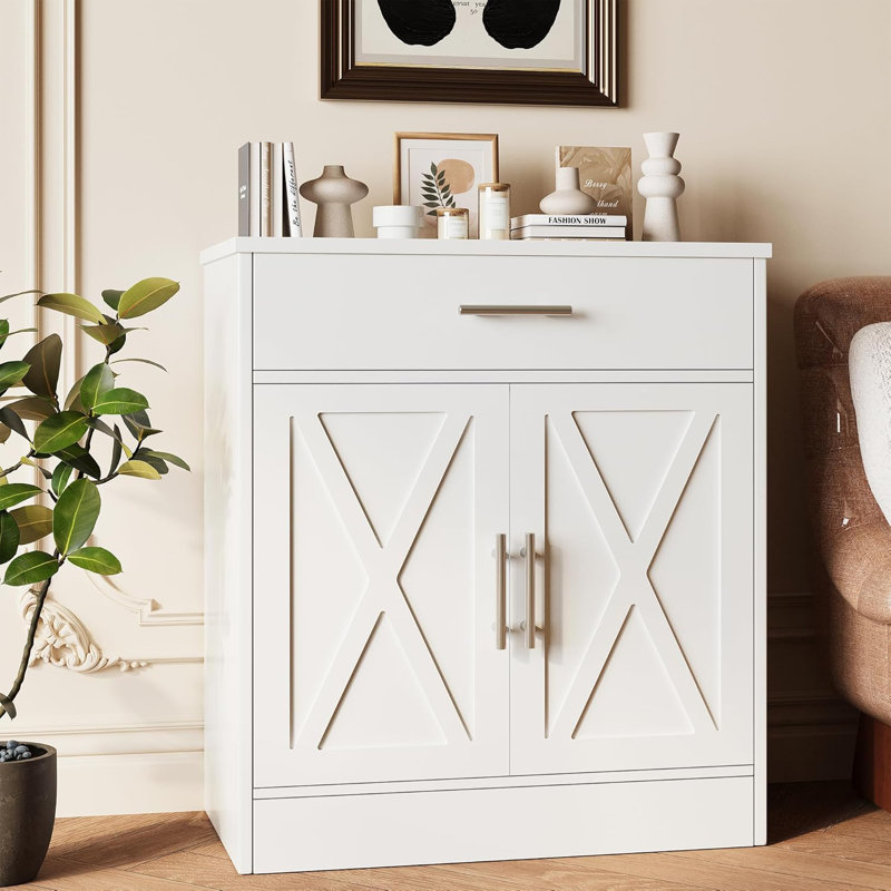 Buffet avec rangement, armoire de rangement moderne avec 1 tiroir et 2 portes, table basse en bois pour la cuisine et la salle à manger