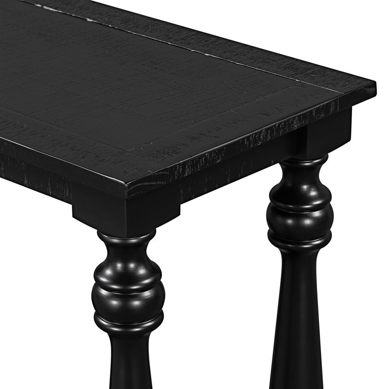 Console en bois avec tablette inférieure, Noir