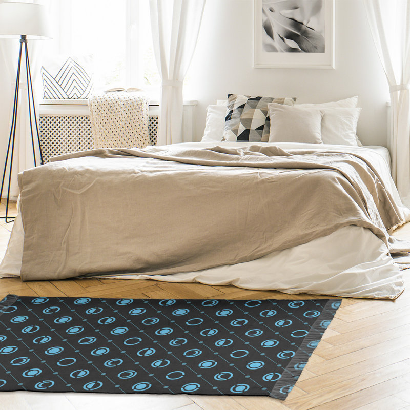 Tapis noir/bleu zone lune phases, Non