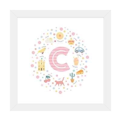 Lettre illustrée C rose - impression